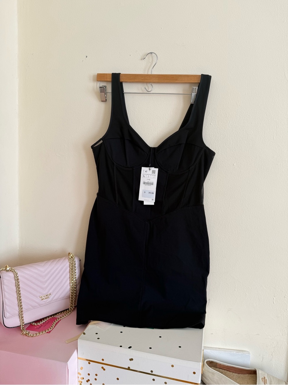 Zara Black Structured Bust Mini Dress